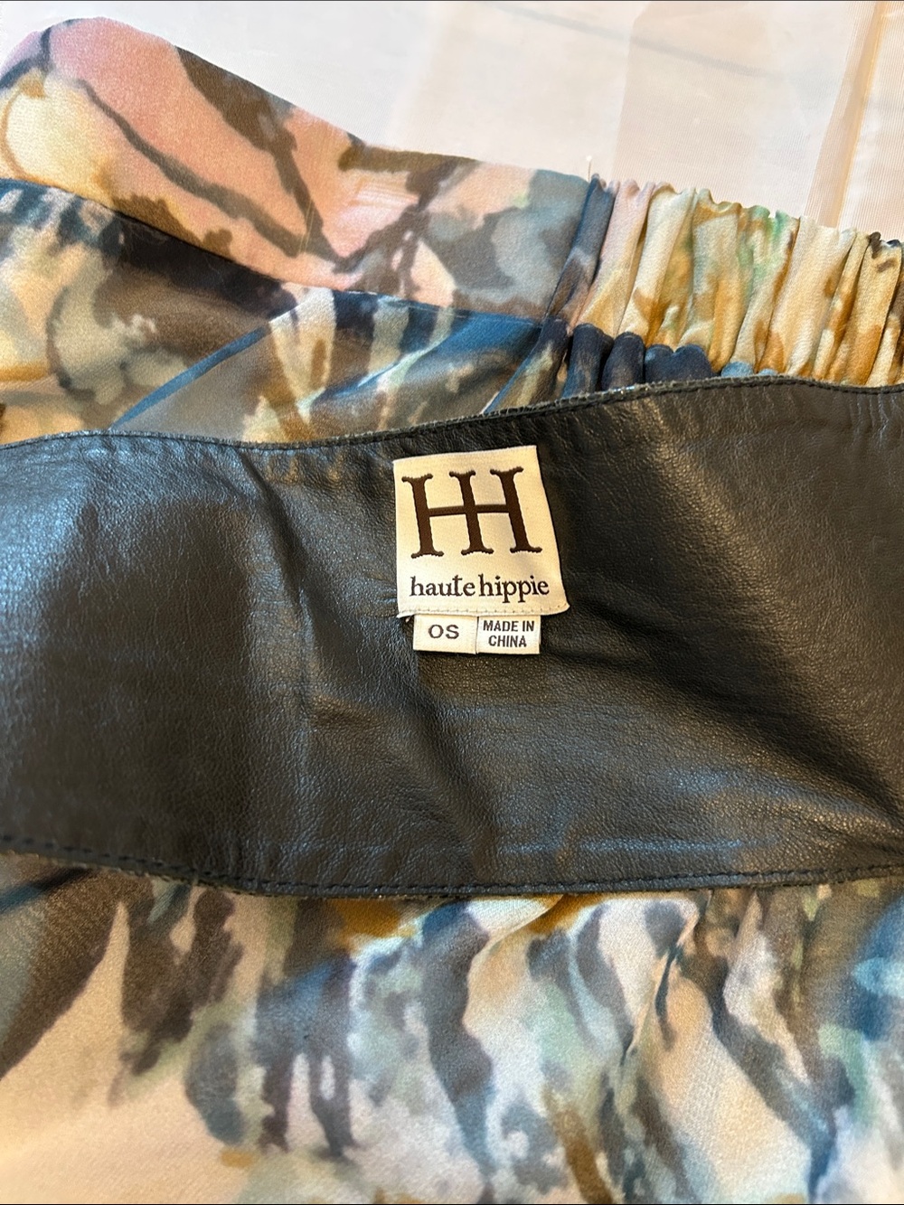 Haute Hippie Floral A-Line Skirt in Olive, Pink & Cream - Picture 9 of 13